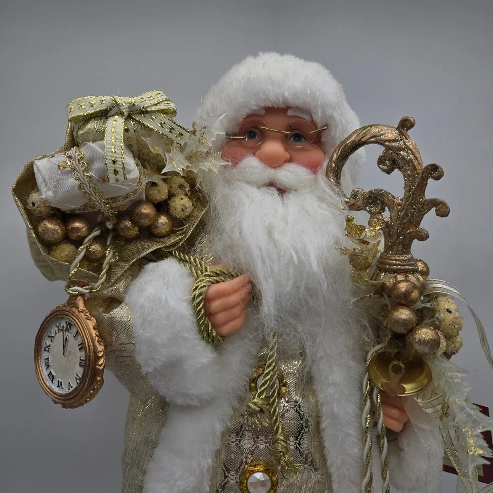 Windy Hill Collection Santa Claus Figurine Gold White Holiday Decor Christmas